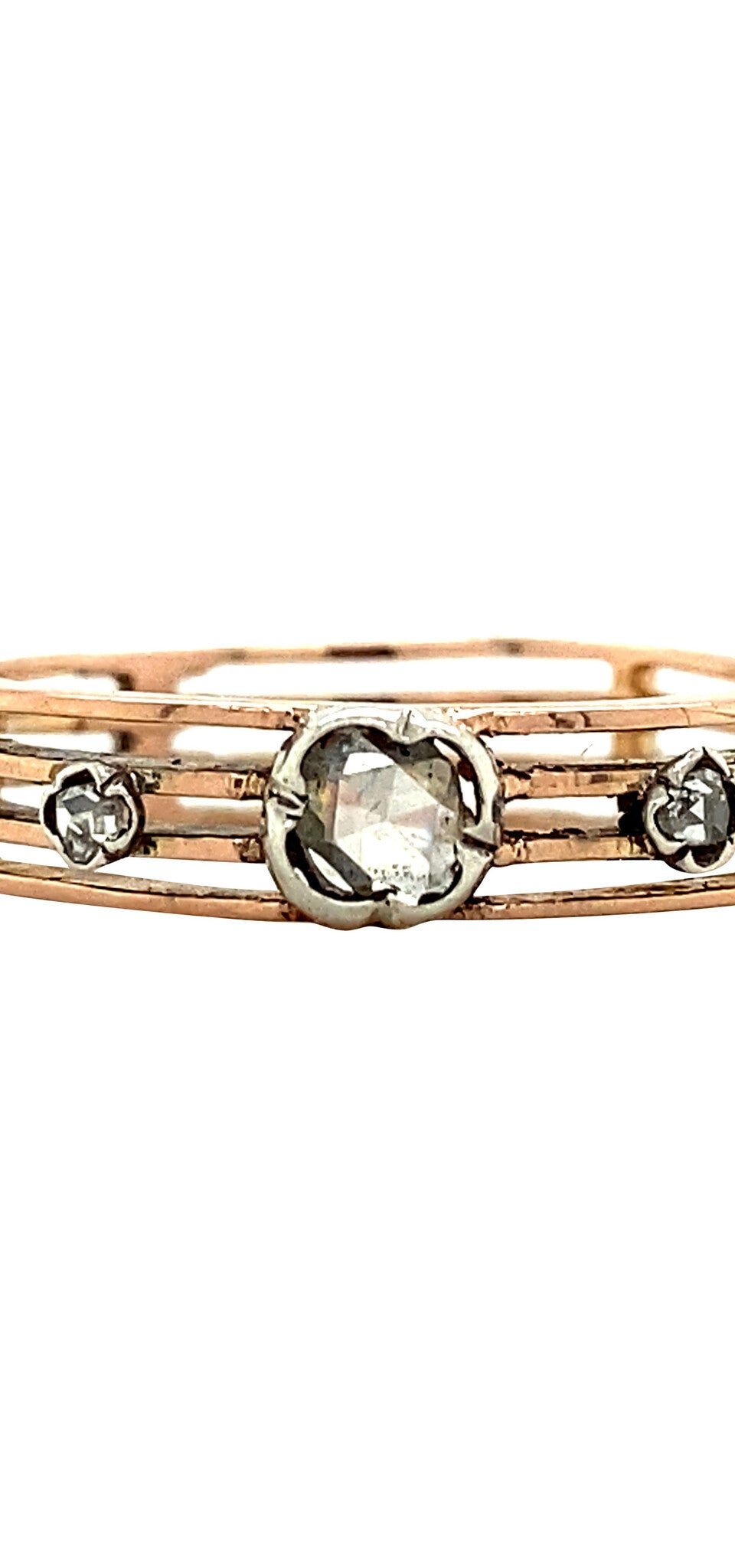 Vintage 18K Rose Gold Ring with Rose Cut Diamond